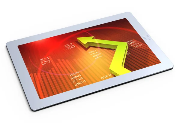 Computer tablet with business growth graph — Stock Photo, Image