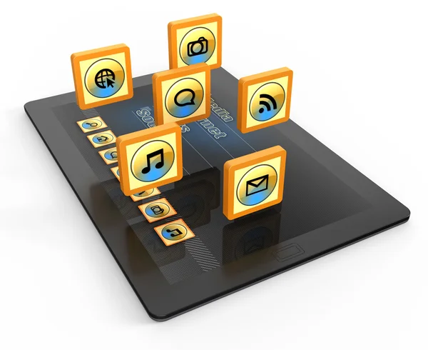 Tablet computer with of application icons — Stock Photo, Image