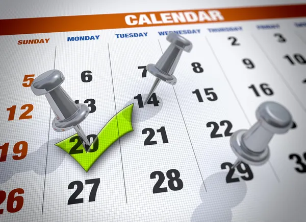 Calendario con segno di spunta — Foto Stock