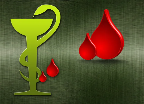 Символ аптеки с капельками крови — стоковое фото