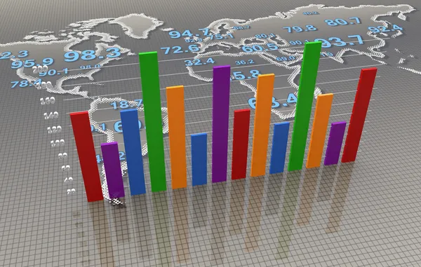 Dünya Haritası ile çubuk grafik — Stok fotoğraf