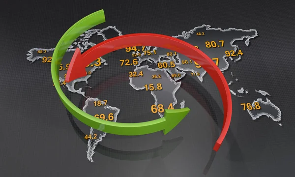 世界地图与商务箭头 — 图库照片