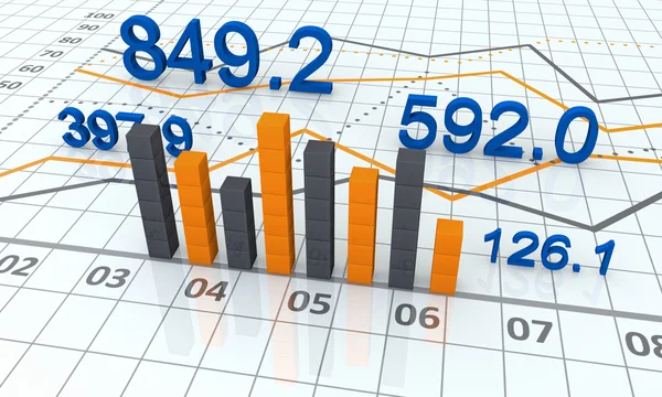 Finanční a obchodní graf a grafy — Stock fotografie