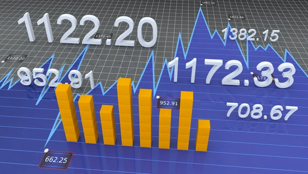 Grafico finanziario e commerciale e grafici — Foto Stock