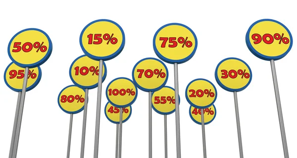 Borden met verschillende percentages — Stockfoto