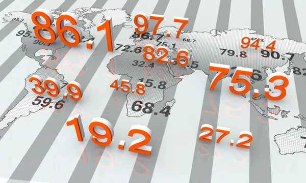 Världen karta och numeriska data — Stockfoto