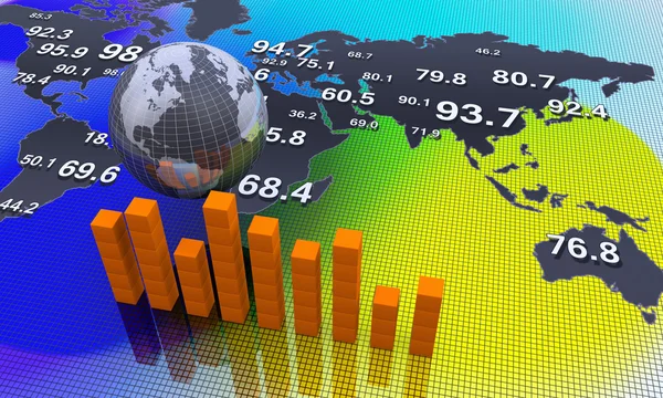 Wereldwijde business. kleurrijke bar chart. — Stockfoto