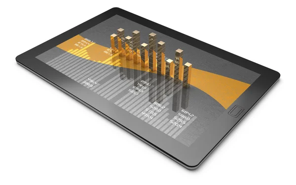 Dator tablett med ett stapeldiagram — Stockfoto