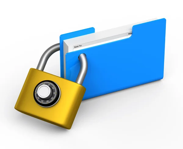 File folder, code padlock — Stock Photo, Image