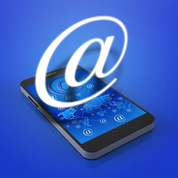 Touch screen mobile phone with email icons — Stock Photo, Image