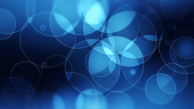 Dairesel mavi hücreler soyut yuvarlak şekillerin bulanık arkaplanlı görüntüsünü kapatır. Geometrik şekiller virüsü bilimsel şablon olarak şekillendirir.