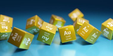 Bilim ve araştırmalarda, sağlık hizmetlerinde, endüstride ve kimyada kullanılan değerli metaller. Promosyon eğitimi periyodik element arka planı.