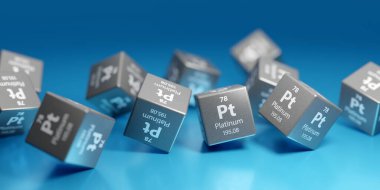 Platin (PT) cam, kimyasal ve ilaç endüstrisinde kullanılan çok ağır ve kimyasal olarak dayanıklı değerli bir metaldir. Promosyon eğitimi periyodik sembol elementi 3B oluşturma.