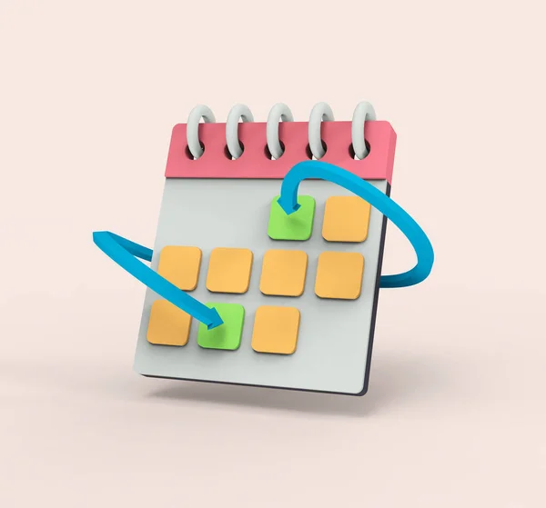 Días Calendario Del Mes Con Recordatorio Programado Con Flechas Colores Imágenes de stock libres de derechos