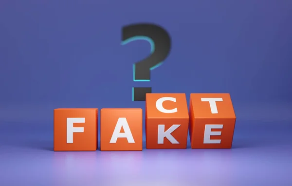Propaganda Truth Myths Media Dice Words Fact Fake Question Mark — Stok fotoğraf