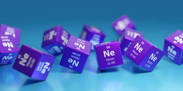 Neon Газохімічний Елемент Використовується Технології Освітлення Рекламний Освітній Періодичний Символ — стокове фото