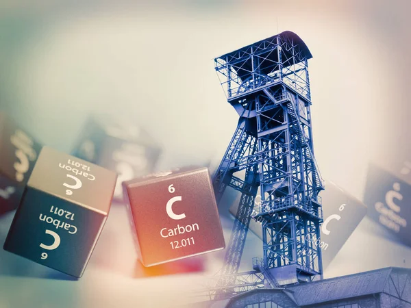 Kömür Madeni Kulesi Karbon Kimyasal Element Olarak Karbon Fosil Yakıtların — Stok fotoğraf