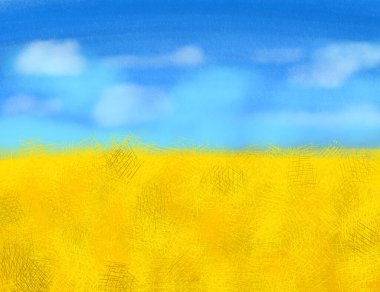 Ukrayna bayrağı dijital illüstrasyon gökyüzü ve alanı