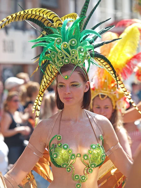 Osallistuja karnevaaliparaatissa Kööpenhaminassa toukokuussa 2013 — kuvapankkivalokuva