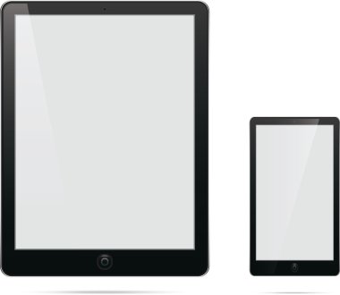 bilgisayar telefon tablet ile boş bir beyaz ekran