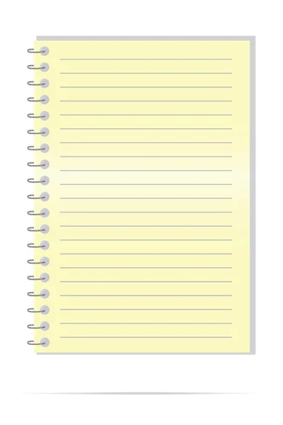 Notizbuch auf weißem Hintergrund gelb — Stockvektor