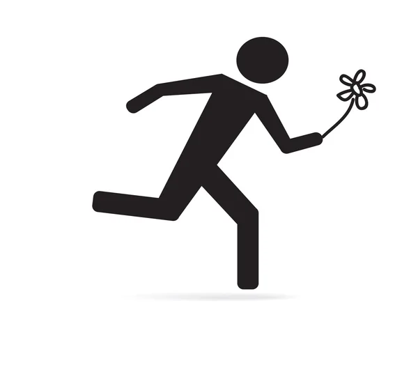 Vector Running Man with flower — Stock Vector