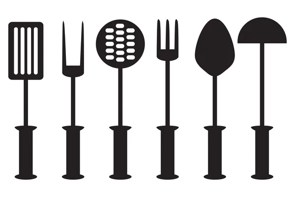 Colección de herramientas de cocina - silueta vectorial — Archivo Imágenes Vectoriales