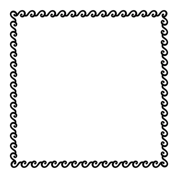 Vektorový čtvercový rám s hladkým meandrovým vzorem. Řecký klíčový dekorativní rámeček, postavený z kontinuálních linií, tvarovaný do opakovaného motivu. — Stockový vektor