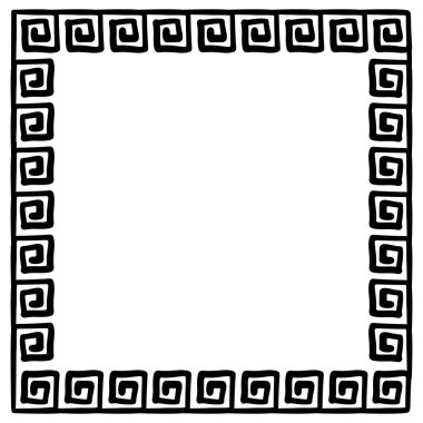 Daha düzgün çizgili vektör kare çerçeve. Sürekli çizgilerden inşa edilen Yunan anahtar dekoratif sınırı, tekrarlanan motif şeklinde biçimlendirildi.