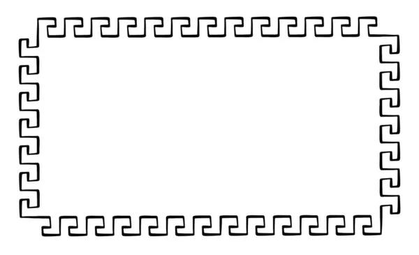 Vektorový obdélníkový rám s hladkým meandrovým vzorem. Řecký klíčový dekorativní rámeček, postavený z kontinuálních linií, tvarovaný do opakovaného motivu. — Stockový vektor