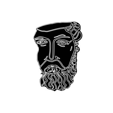 Beyaz arka planda izole edilmiş antik Yunan heykelinin karalama linocut