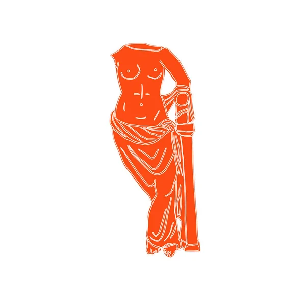 Doodle linout de sculpture grecque antique isolé sur fond blanc — Image vectorielle