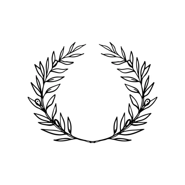 Jeden wiersz rysunek starożytnego greckiego wieńca oliwnego — Wektor stockowy