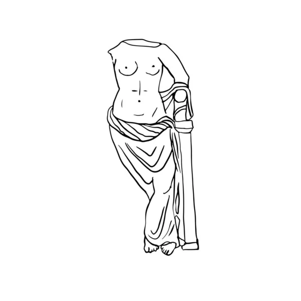 Vector countinious lijn tekening van oude Griekse sculptuur geïsoleerd op witte achtergrond — Stockvector