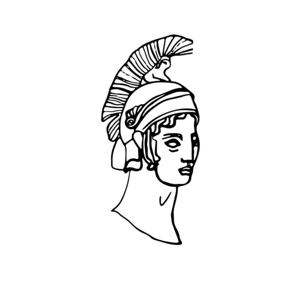 白い背景に孤立した古代ギリシャ彫刻のベクトルの無数の線画 — ストックベクタ