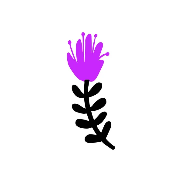 Minimalista forma floral escandinavo abstrato, flor desenhada à mão no fundo branco — Vetor de Stock