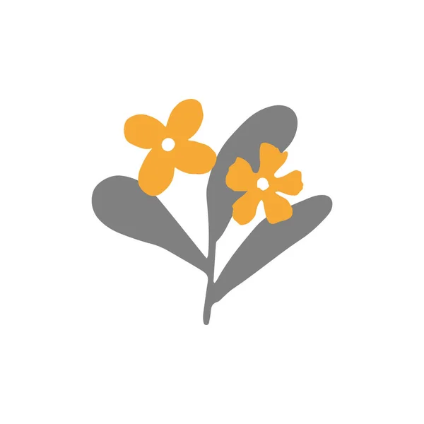 Μινιμαλιστικό αφηρημένο σκανδιναβικό floral σχήμα, ζωγραφισμένο στο χέρι λουλούδι σε λευκό φόντο — Διανυσματικό Αρχείο