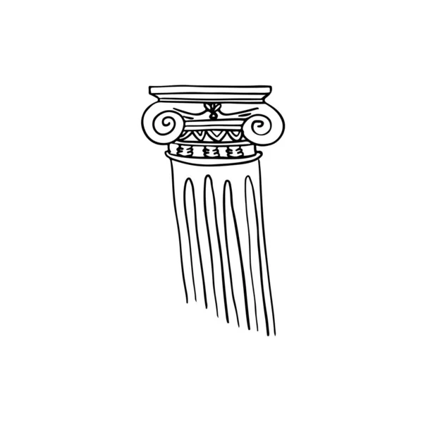 Czarny Podszewka Strony Rysowane Starożytna Grecja Kolumna Ilustracja Izolowane Białym — Wektor stockowy
