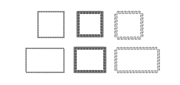 Black Vector Rectangle Frames Meander Pattern Greek Key Decorative Border — Stock Vector