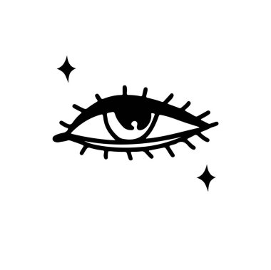 Line doodle black magic eye isolated