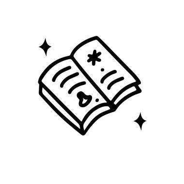 Line doodle black magic spell book isolated
