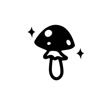 Line doodle black magic mushroom isolated
