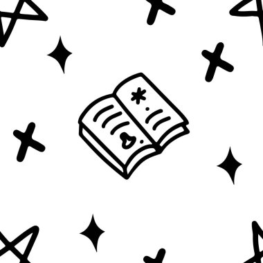 Çizgi kara büyü desenini büyü kitabıyla izole et.