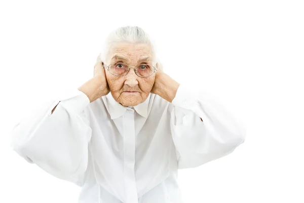 La abuela no quiere oír nada — Foto de Stock