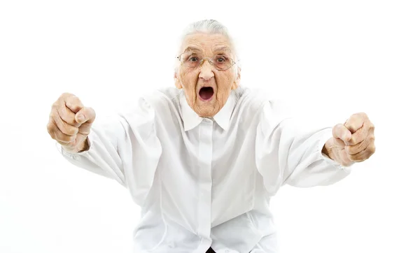 Grandma as a supporter — Stock Photo, Image