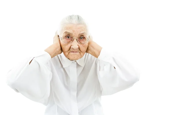 Grootmoeder wil niet horen — Stockfoto
