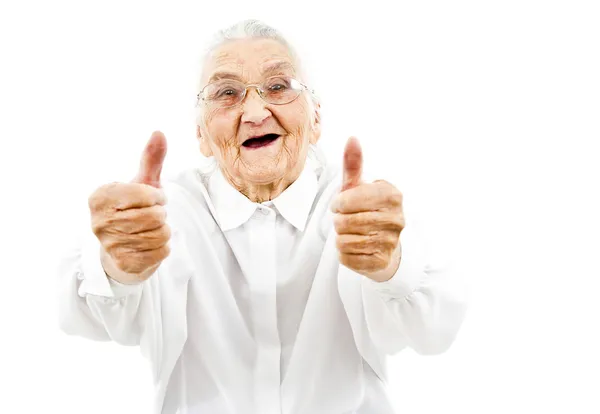 Garndma showing thumbs up — Stock Photo, Image