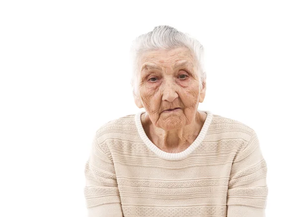 Sad old woman in her 80s — Stock Photo, Image