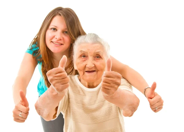 Two generation's thumbs up — Stock Photo, Image
