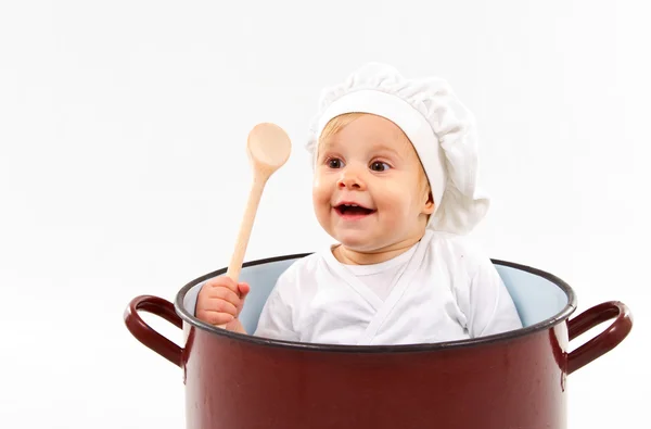 Bebé dentro de una olla — Foto de Stock